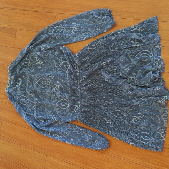 🔥🔥🔥SALE🔥🔥🔥NWOT Michael Kors Paisley Blue Gold Chain Dress - Picture 5 of 5